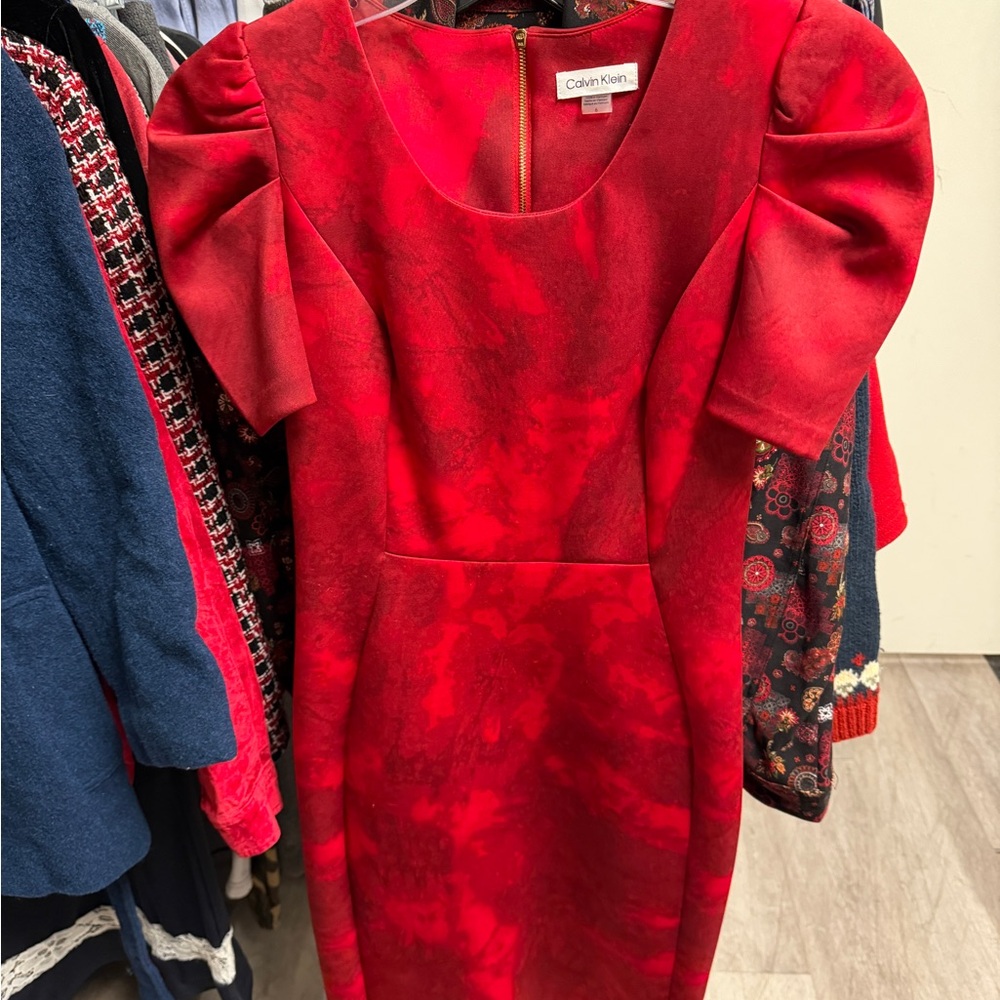 Calvin Klein Vibrant Red Midi Dress